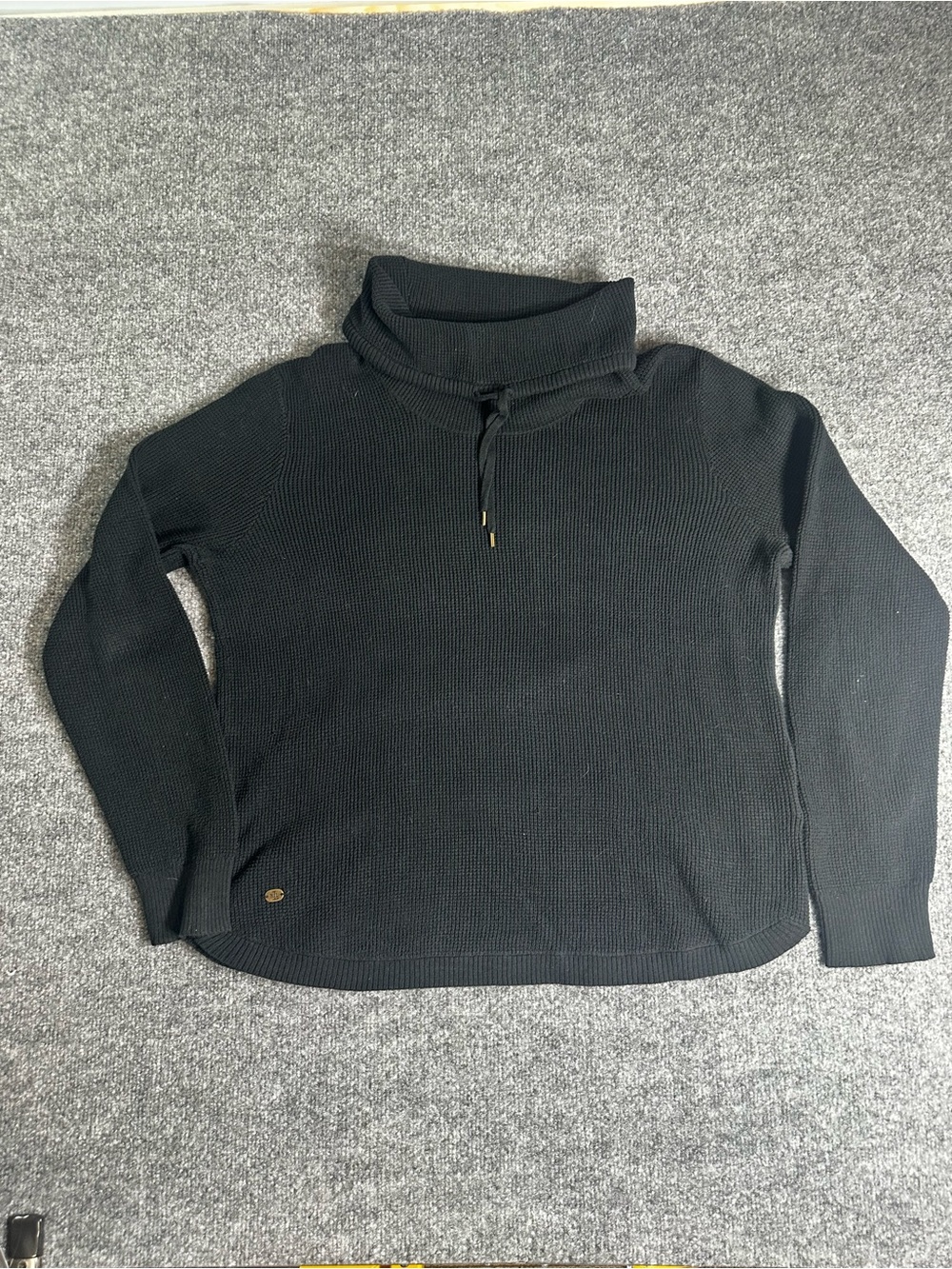 Lauren Ralph Lauren Black Funnel Neck Drawcord Sweater